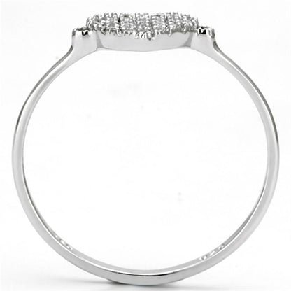 TS133 - Rhodium 925 Sterling Silver Ring with AAA Grade CZ  in Clear