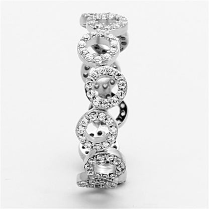 TS139 - Rhodium 925 Sterling Silver Ring with AAA Grade CZ  in Clear