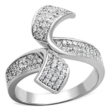 TS150 - Rhodium 925 Sterling Silver Ring with AAA Grade CZ  in Clear