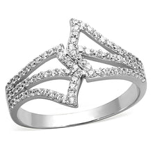 TS152 - Rhodium 925 Sterling Silver Ring with AAA Grade CZ  in Clear