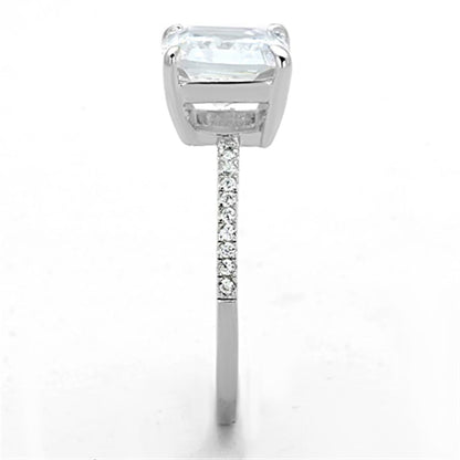 TS155 - Rhodium 925 Sterling Silver Ring with Cubic  in Clear