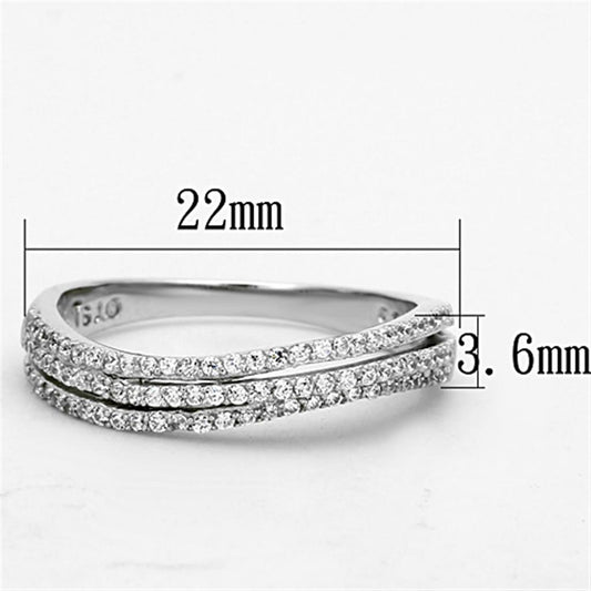 TS173 - Rhodium 925 Sterling Silver Ring with AAA Grade CZ  in Clear