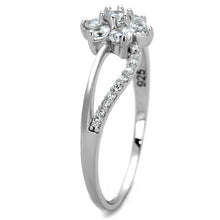 TS182 - Rhodium 925 Sterling Silver Ring with AAA Grade CZ  in Clear