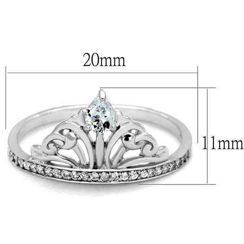 TS191 - Rhodium 925 Sterling Silver Ring with AAA Grade CZ  in Clear