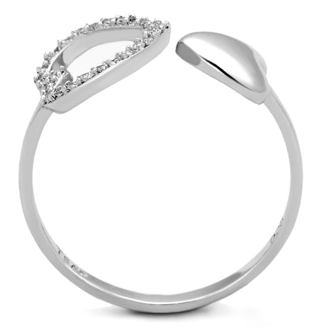 TS194 - Rhodium 925 Sterling Silver Ring with AAA Grade CZ  in Clear