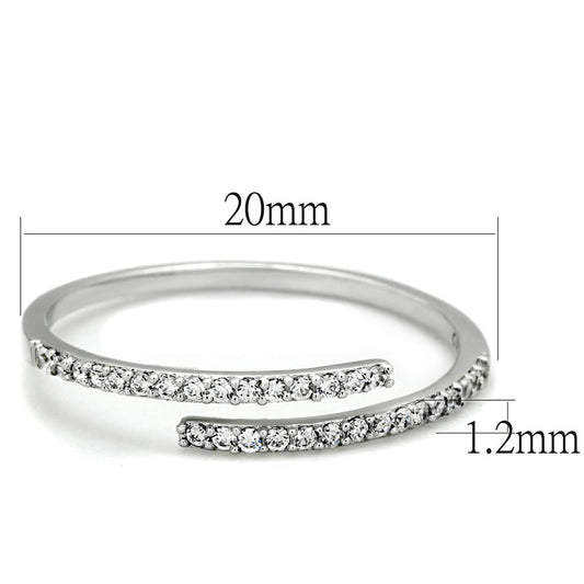 TS204 - Rhodium 925 Sterling Silver Ring with AAA Grade CZ  in Clear