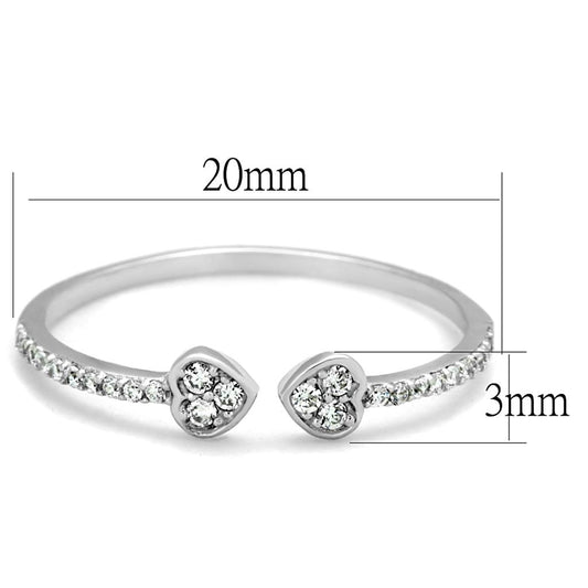 TS205 - Rhodium 925 Sterling Silver Ring with AAA Grade CZ  in Clear