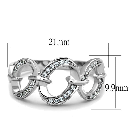 TS212 - Rhodium 925 Sterling Silver Ring with AAA Grade CZ  in Clear