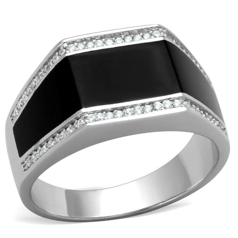 TS223 - Rhodium 925 Sterling Silver Ring with AAA Grade CZ  in Clear