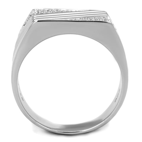 TS230 - Rhodium 925 Sterling Silver Ring with AAA Grade CZ  in Clear