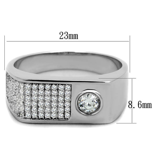 TS239 - Rhodium 925 Sterling Silver Ring with AAA Grade CZ  in Clear