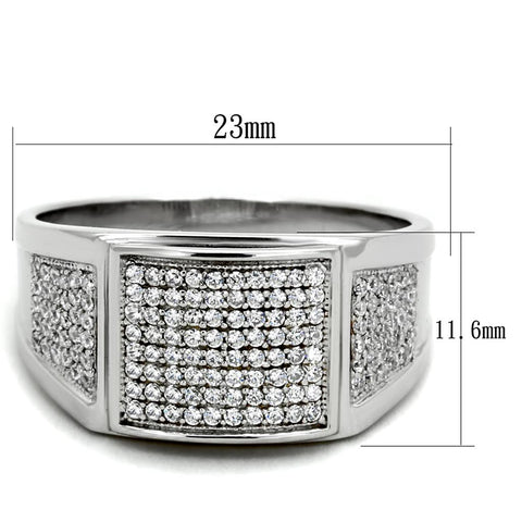 TS241 - Rhodium 925 Sterling Silver Ring with AAA Grade CZ  in Clear