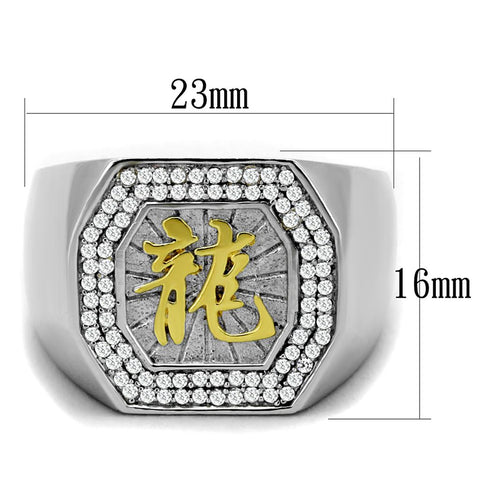 TS246 - Reverse Two-Tone 925 Sterling Silver Ring with AAA Grade CZ  in Clear