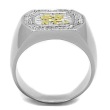 TS246 - Reverse Two-Tone 925 Sterling Silver Ring with AAA Grade CZ  in Clear