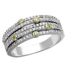 TS251 - Reverse Two-Tone 925 Sterling Silver Ring with AAA Grade CZ  in Clear