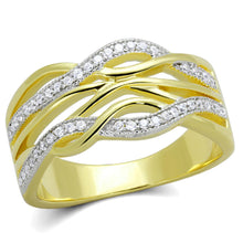 TS253 - Gold+Rhodium 925 Sterling Silver Ring with AAA Grade CZ  in Clear