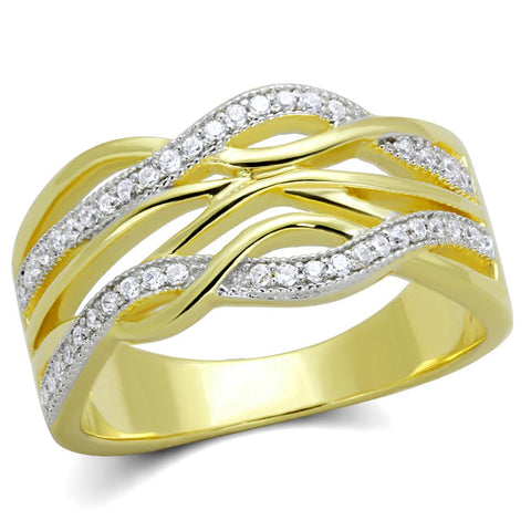 TS253 - Gold+Rhodium 925 Sterling Silver Ring with AAA Grade CZ  in Clear