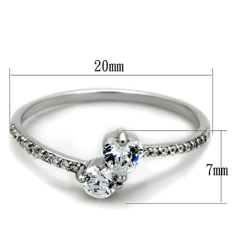 TS258 - Rhodium 925 Sterling Silver Ring with AAA Grade CZ  in Clear