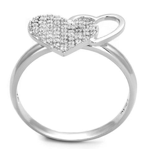 TS260 - Rhodium 925 Sterling Silver Ring with AAA Grade CZ  in Clear