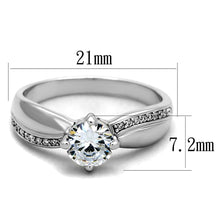 TS264 - Rhodium 925 Sterling Silver Ring with AAA Grade CZ  in Clear