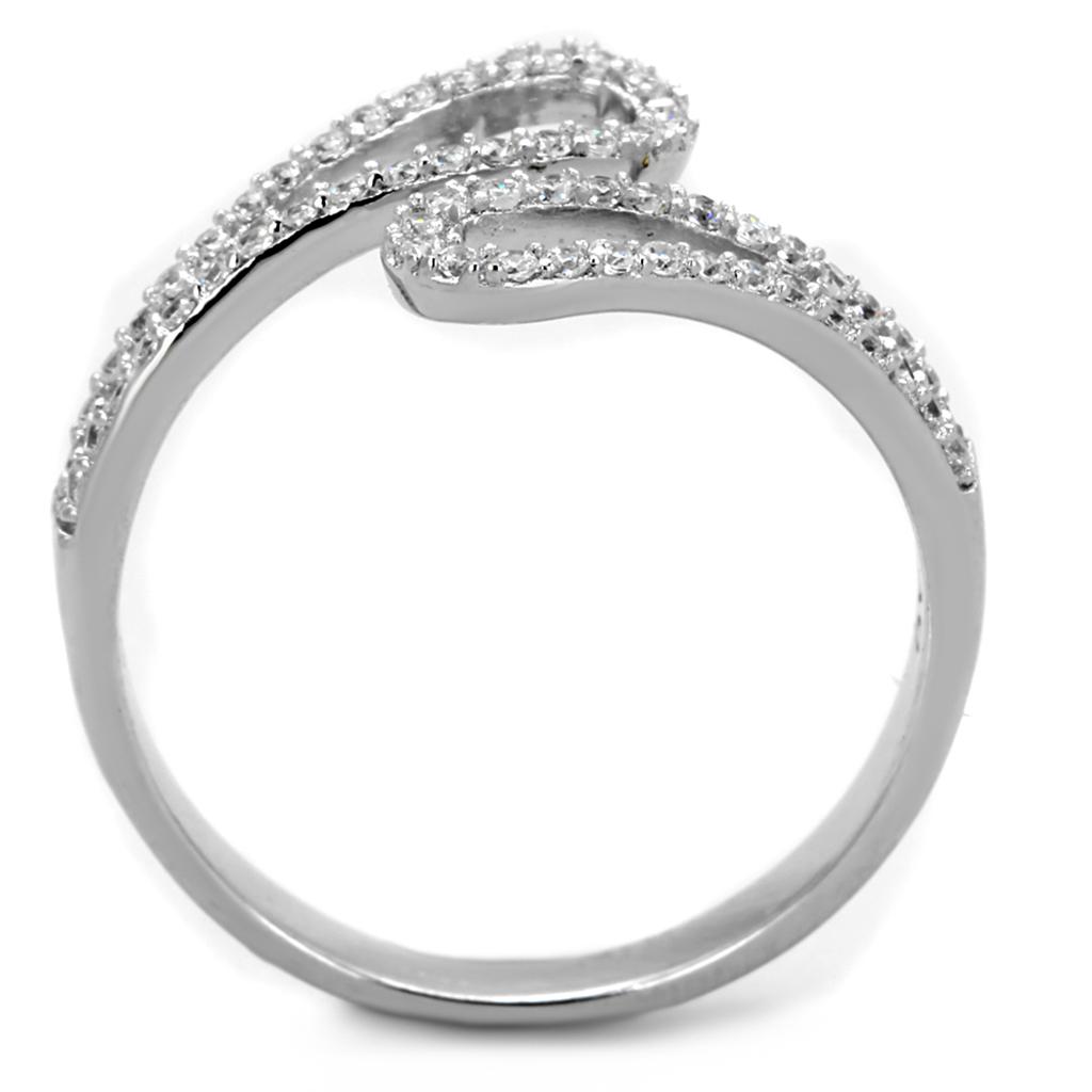 TS267 - Rhodium 925 Sterling Silver Ring with AAA Grade CZ  in Clear