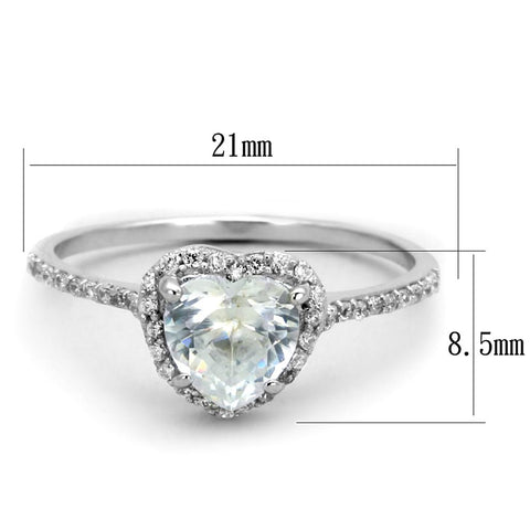 TS270 - Rhodium 925 Sterling Silver Ring with AAA Grade CZ  in Clear