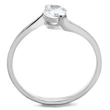 TS272 - Rhodium 925 Sterling Silver Ring with AAA Grade CZ  in Clear