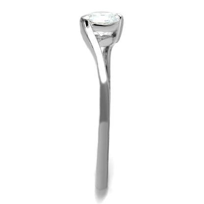 TS272 - Rhodium 925 Sterling Silver Ring with AAA Grade CZ  in Clear