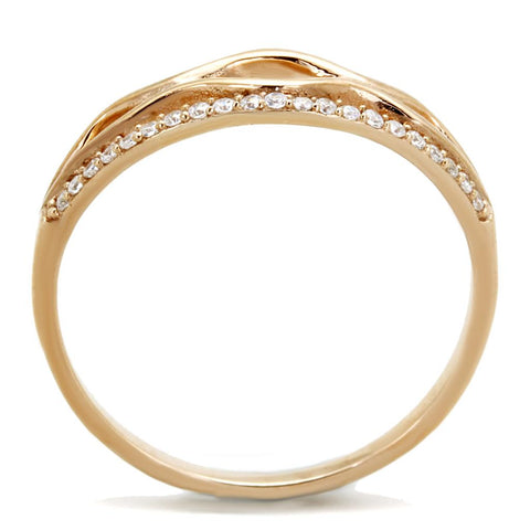 TS278 - Rose Gold 925 Sterling Silver Ring with AAA Grade CZ  in Clear