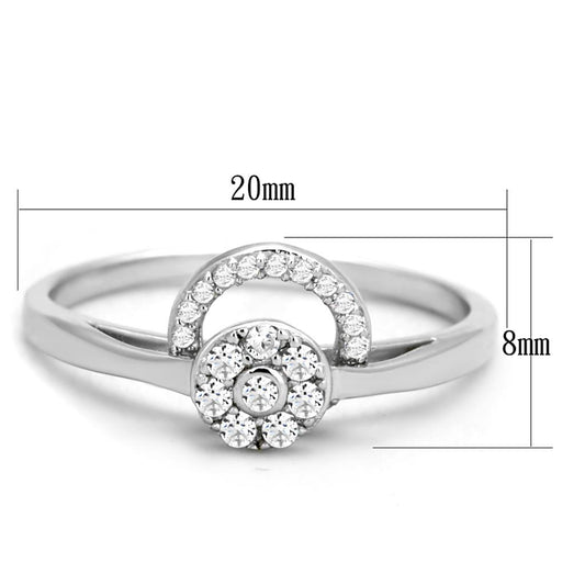 TS310 - Rhodium 925 Sterling Silver Ring with AAA Grade CZ  in Clear