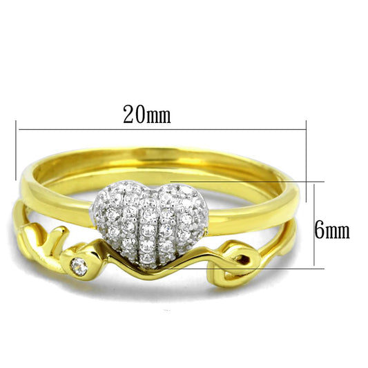 TS311 - Gold+Rhodium 925 Sterling Silver Ring with AAA Grade CZ  in Clear