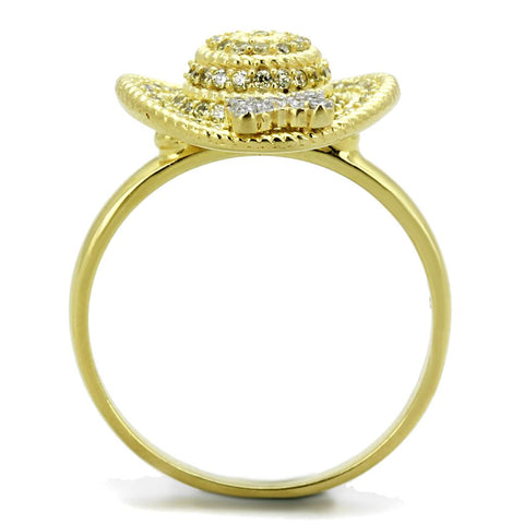 TS320 - Gold+Rhodium 925 Sterling Silver Ring with AAA Grade CZ  in Topaz