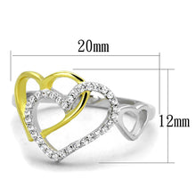 TS321 - Gold+Rhodium 925 Sterling Silver Ring with AAA Grade CZ  in Clear