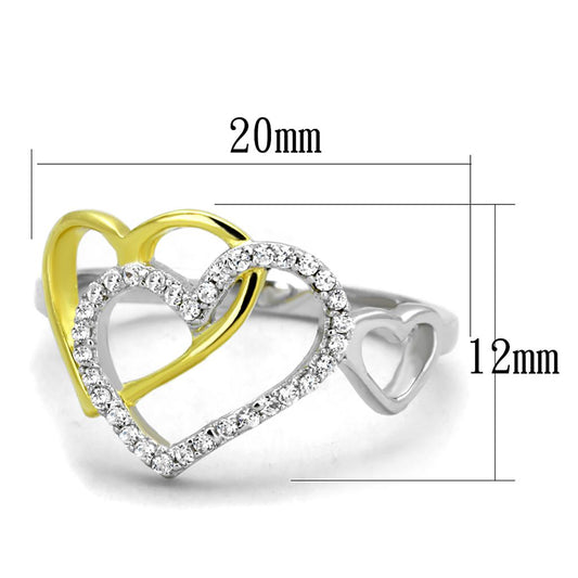 TS321 - Gold+Rhodium 925 Sterling Silver Ring with AAA Grade CZ  in Clear