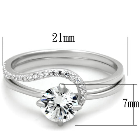 TS336 - Rhodium 925 Sterling Silver Ring with AAA Grade CZ  in Clear