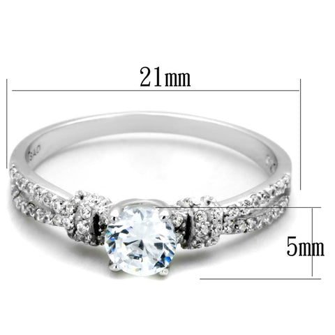 TS337 - Rhodium 925 Sterling Silver Ring with AAA Grade CZ  in Clear