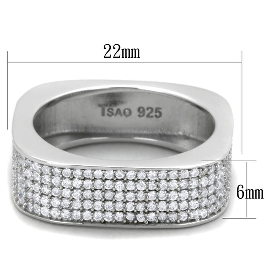 TS346 - Rhodium 925 Sterling Silver Ring with AAA Grade CZ  in Clear