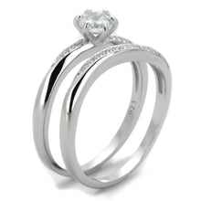 TS349 - Rhodium 925 Sterling Silver Ring with AAA Grade CZ  in Clear