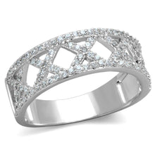 TS354 - Rhodium 925 Sterling Silver Ring with AAA Grade CZ  in Clear