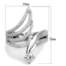 TS356 - Rhodium 925 Sterling Silver Ring with AAA Grade CZ  in Clear