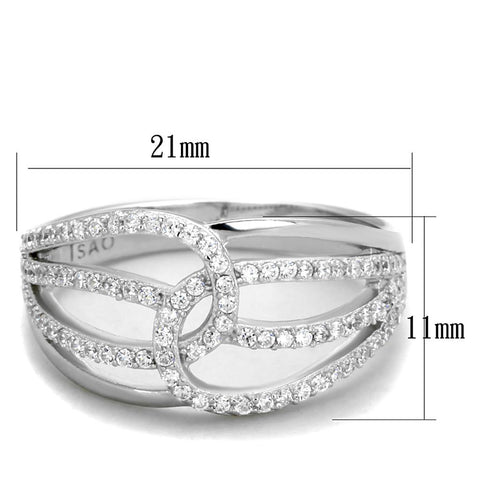 TS363 - Rhodium 925 Sterling Silver Ring with AAA Grade CZ  in Clear