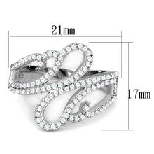 TS383 - Rhodium 925 Sterling Silver Ring with AAA Grade CZ  in Clear