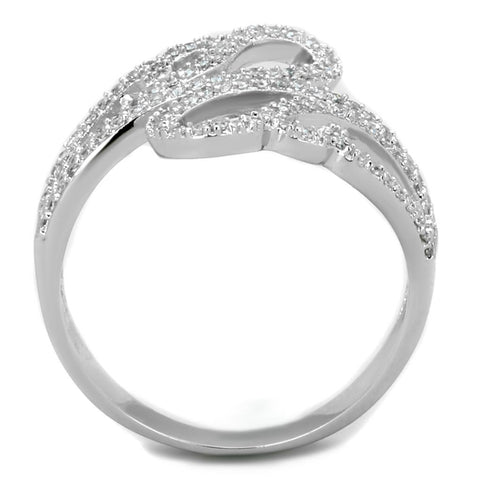 TS383 - Rhodium 925 Sterling Silver Ring with AAA Grade CZ  in Clear