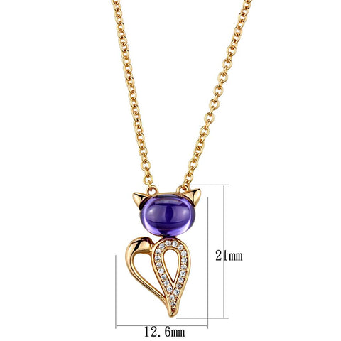 TS408 - Rose Gold 925 Sterling Silver Chain Pendant with AAA Grade CZ  in Amethyst