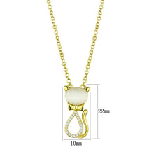 TS409 - Gold 925 Sterling Silver Chain Pendant with Synthetic Cat Eye in White