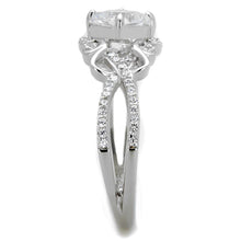 TS421 - Rhodium 925 Sterling Silver Ring with AAA Grade CZ  in Clear