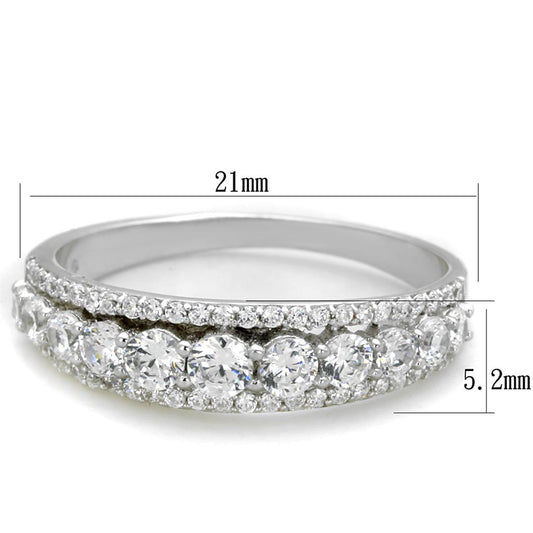 TS429 - Rhodium 925 Sterling Silver Ring with AAA Grade CZ  in Clear