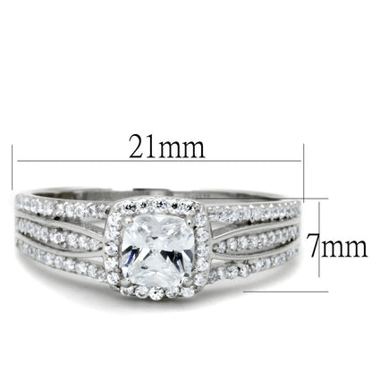 TS454 - Rhodium 925 Sterling Silver Ring with AAA Grade CZ  in Clear