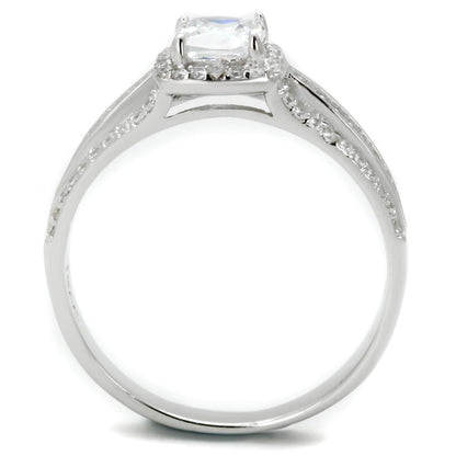 TS454 - Rhodium 925 Sterling Silver Ring with AAA Grade CZ  in Clear