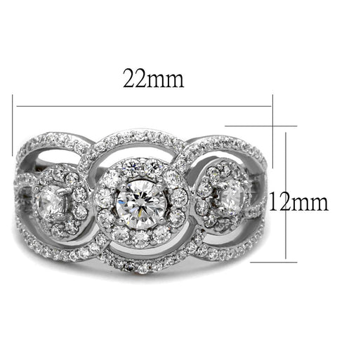 TS468 - Rhodium 925 Sterling Silver Ring with AAA Grade CZ  in Clear